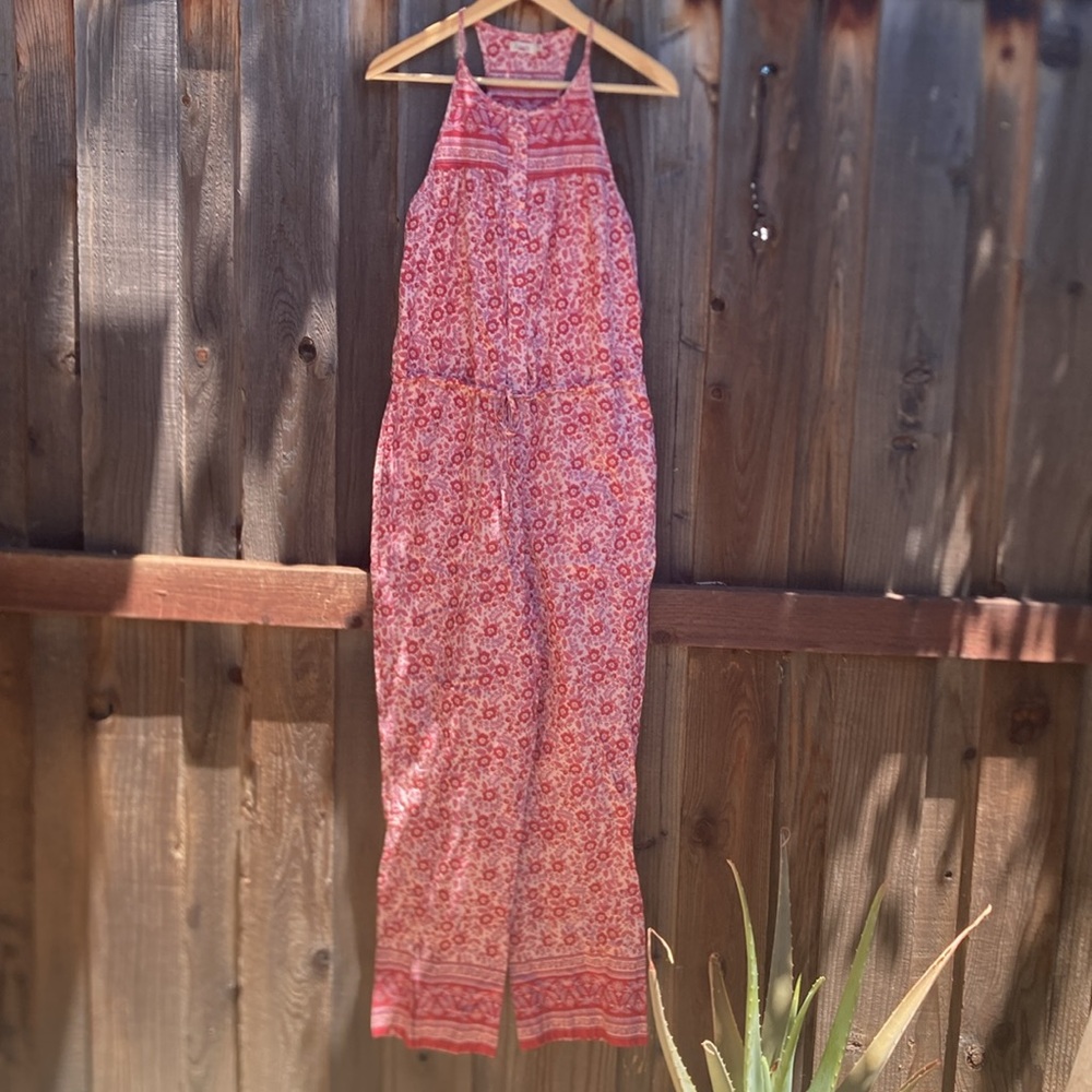 Faherty Adella Pink Floral jumpsuit size Small